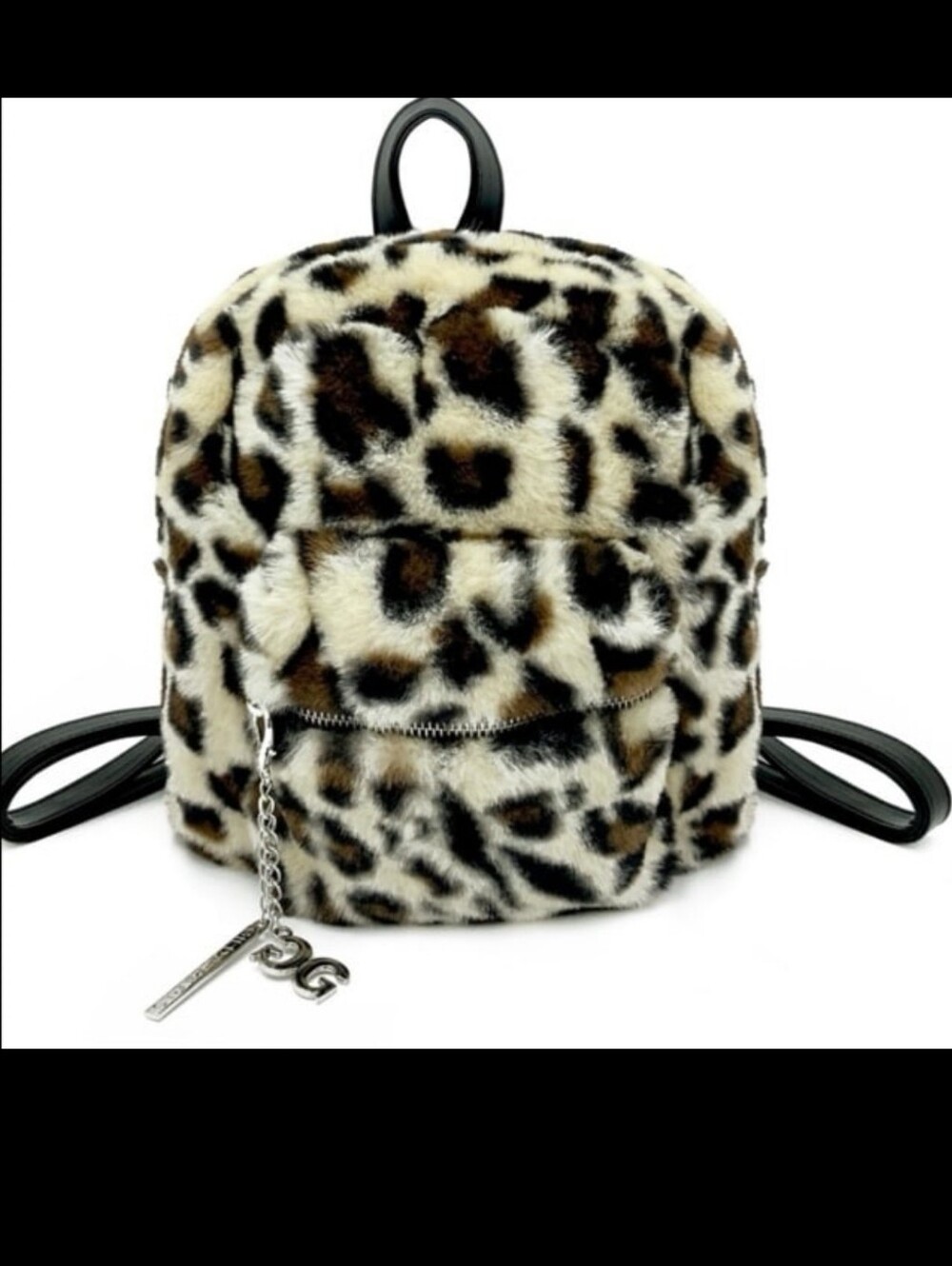 GILDA PARISFaux Fur Mini Backpack in Leopard Print - Brown/Black